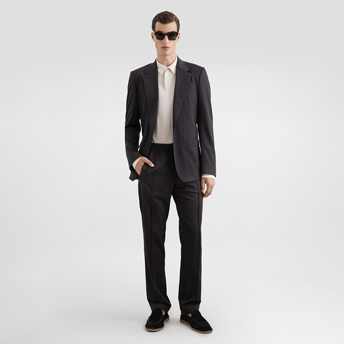 dolce & gabbana drawstring wool straight leg casual trouser